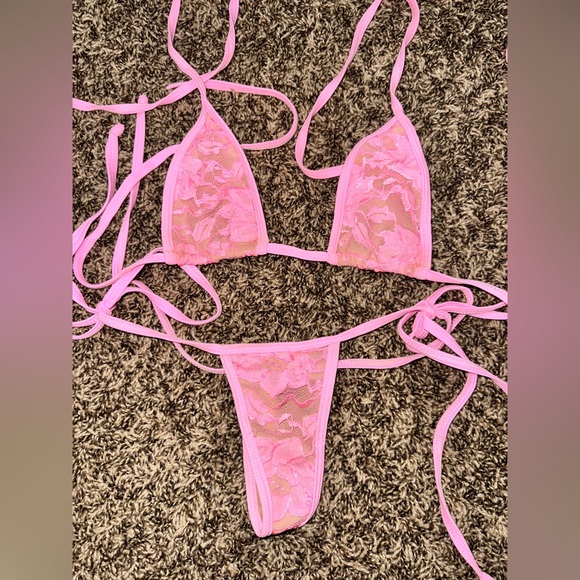 Gorgeous Baby Pink Lace Micro Bikini Suits You Sexy Competition Bikinis - Picture 1 of 3